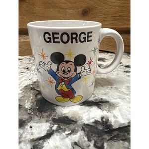 Vintage Disney World Mickey Mouse Coffee Mug Personalized GEORGE Name Epcot 1988